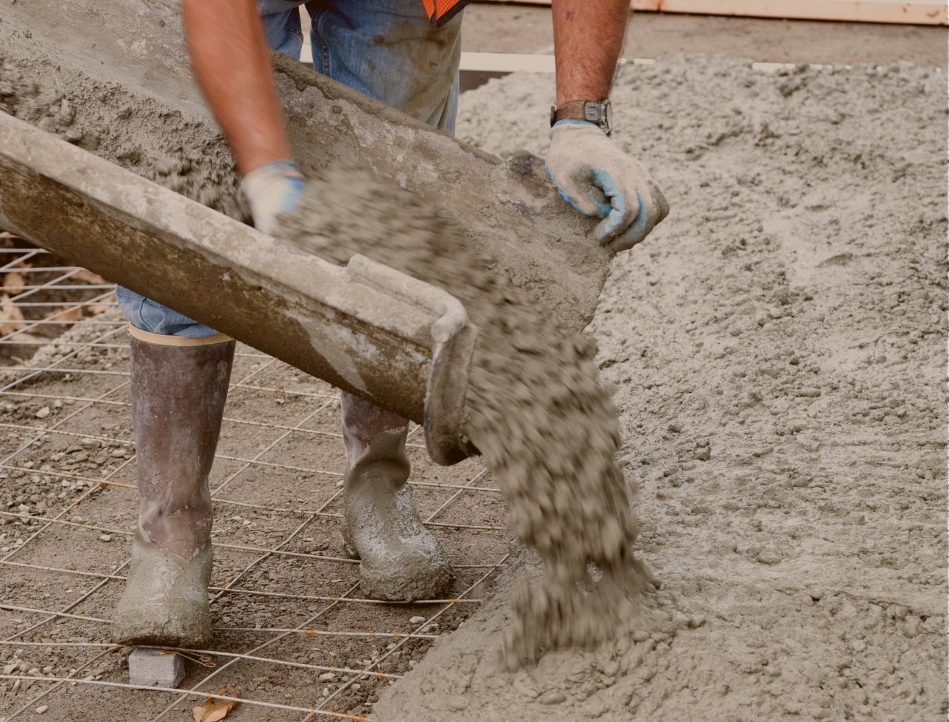 Concrete supply truck on a project site